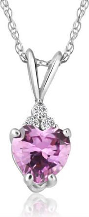 Pompeii3 1/2ct Diamond & Pink Sapphire Heart Pendant in 14K Yellow, White, or Rose Gold