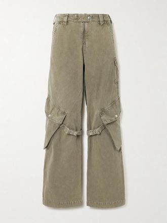 Acne Studios Pantaloni Cargo In Tela Di Cotone - Verde