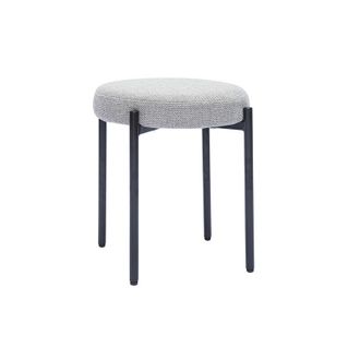 Miliboo Sgabello basso impilabile in tessuto effetto velluto testurizzato grigio chiaro e metallo nero H41 cm kiko