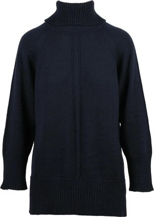 Alpha Studio Classic High-Neck Turtleneck Sweater With Vertical Knit Detailing