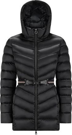 CAPE HORN Piumino con cappuccio e cintura - Nero