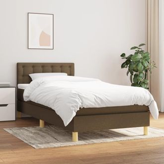 vidaXL Cama Box Spring Con Colch&oacute;n Tela Marr&oacute;n Oscuro 80x200 Cm Vidaxl