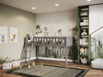 Flair Bea Mid Sleeper Cabin Bed in Grey | Size: Single