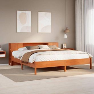 vidaXL Vidaxl - Cama Con Estanter&iacute;a Sin Colch&oacute;n Madera Maciza Marr&oacute;n 200x200 Cm