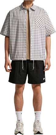 Nike Sportswear Club Short-Sleeve Seersucker Plaid Top University Grey IR7577-009