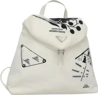 Prada Pre-owned Backpacks, female, White, Size: ONE SIZE Pre-owned Vintage Nylon Backpack