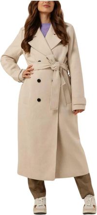 Modstr&ouml;m Shay Coat Trenchcoat - Dames - Jas met riem - Beige - XL - Katoen - Jassen