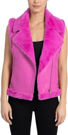 Love Token Zoe Moto Vest In Hot Pink