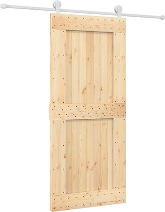 vidaXL Puerta Corredera Natural Y Blanco 90 X 210 Cm Vidaxl