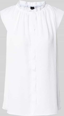 Marc Cain Blusentop mit Stehkragen und Kappärmeln in Weiss, Größe 34