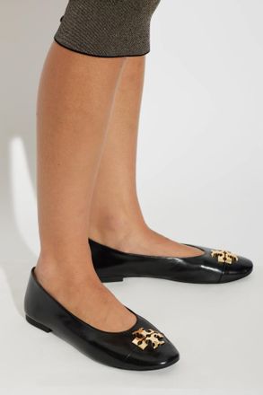 Tory Burch Leather Ballet Flats Charlie, Womens, Black