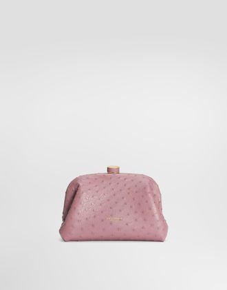 Dolce & Gabbana Mini Grandma Ostrich Leather Handbag - Woman Clutches Mini And Bags Pink Onesize