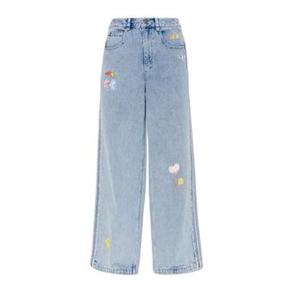 adidas Care Bear High Rise Wide Leg Denim Pant - Dames - Loose Fit Jeans - Blauw - W26 L32 - Denim - Jeans