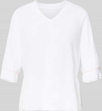 Marc Cain T-Shirt mit V-Ausschnitt und 3/4-Arm in Weiss, Gr&ouml;&szlig;e 34