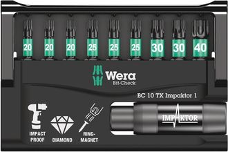Wera Surtido De Puntass Bit-check Impaktor, 10 Unidades, Torx