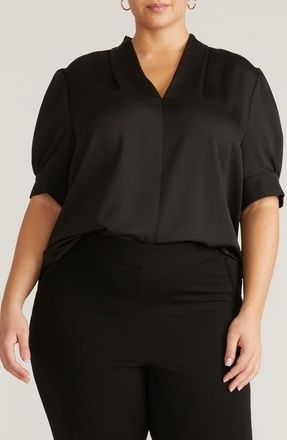 Universal Standard Beatrice Pebble Georgette Top in Black at Nordstrom, Size Xl
