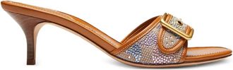 Coach Margot crystal signature jacquard sandals - women - Calf Leather/Fabric/Calf Leather/Calf Leather - 10 - Brown