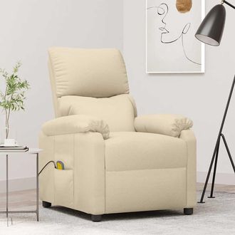 vidaXL Sill&oacute;n De Masaje De Tela Color Crema Vidaxl