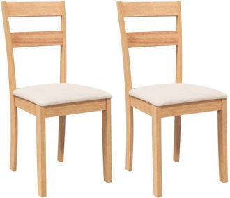 vidaXL Vidaxl - Sillas De Comedor Con Cojines 2uds Madera Maciza Natural Caucho