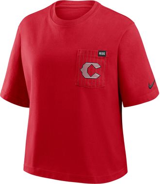 Nike Cincinnati Reds City Connect Pocket Boxy Nike Womens MLB T-Shirt in Red | 11CM62QRED-3GZ