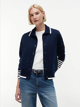 Tommy Hilfiger Back Logo Embroidery Relaxed Polo Cardigan