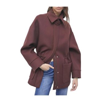 Patrizia Pepe Abrigo Oversize de Lana y Cachemira - Coats - Mujer - Marr&oacute;n - S