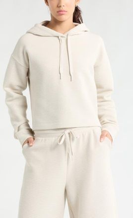 Zella Ottoman Cotton Blend Ribbed Hoodie in Grey Moonbeam at Nordstrom, Size Xx-Large