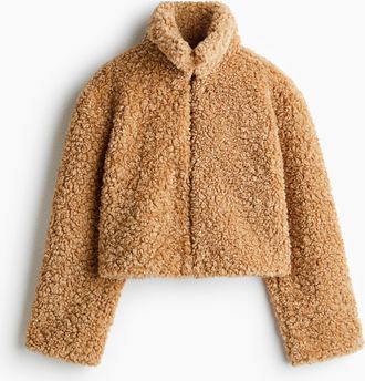 H&M Kurzjacke aus Teddyfleece - Beige