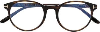 Tom Ford Eyewear round-frame optical glasses - unisex - Acetate - 49 - Brown