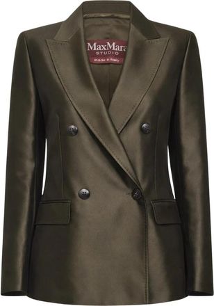 Max Mara Peccati Jacket - Dames - Blazers - Groen - 2XL - Katoen - Jassen