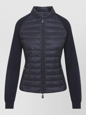 Moncler high collar quilted cardigan jacket ribbed cuffs