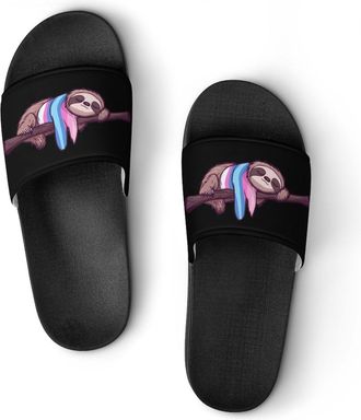 Generic Transgender Sloth Trans Proud Unisex Beach Slippers & Pool Slides Anti-Slip House Shoes for Home Outdoor