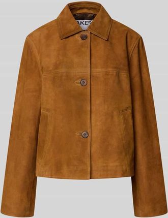 Jake*s Casual Lederjacke mit Umlegekragen und Eingrifftaschen in Sand, Gr&ouml;&szlig;e 36