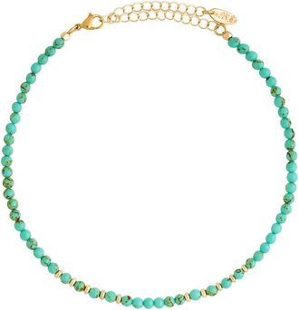 Ettika 18K Plated Turquoise Beaded Choker Necklace