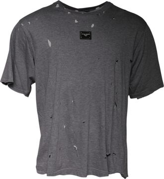 Dolce & Gabbana Gray Logo Crew Neck Short Sleeves Mens T-shirt