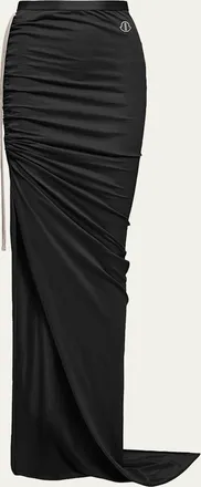 Rick Owens x Moncler Drawstring Ruched Slit Maxi Skirt