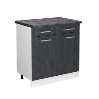 Vicco Mueble Bajo De Cocina R-line, Hormig&oacute;n Negro, 80 Cm Et Antracita