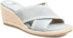 S&ouml;fft Indie Espadrille Platform Wedge Slide Sandal in Chambray at Nordstrom Rack, Size 6.5