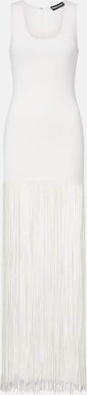 DAVID KOMA Fringed ribbed-knit maxi dress