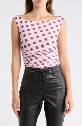 AFRM Mona Ruched Mesh Bodysuit in Rose Dot at Nordstrom Rack, Size Xx-Large