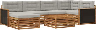 vidaXL Conjunto De Sof&aacute;s De Exterior 7 Uds. Natural Y Gris Claro Vidaxl