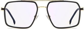 Carrera 58mm Rectangular Optical Glasses in Matte Black/blue Sp at Nordstrom