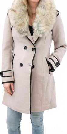 Coalition LA Vegan Wool Classic Style Coat In Cream