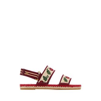Valentino Garavani Flat Sandals, female, Multicolor, Size: 11 US Embroidered Fabric VLogo Signature Sandals