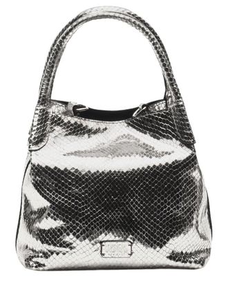 Frances Valentine Teeny Sweet Pea Metallic Snake-Embossed Leather Tote