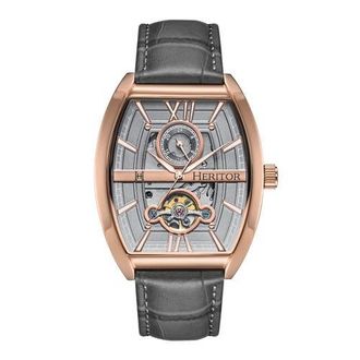 Heritor Masterson Semi-Skeleton Leather-Band Watch in Rose Gold/grey at Nordstrom