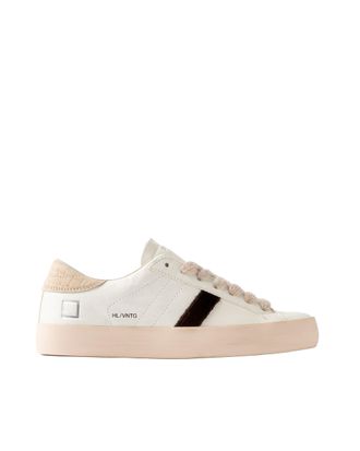D.A.T.E. Minimalist White Leather Low-Top Sneakers with Cotton Laces