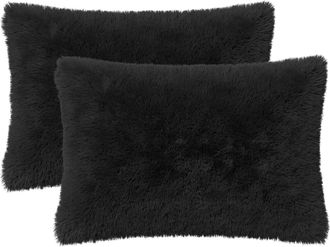 vidaXL Funda De Almohada 2 Pcs Heerlen Negro 40 X 60 Cm Fleece Pv Vidaxl