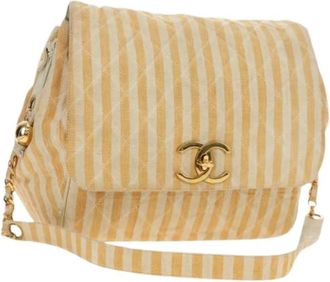 Chanel Pre-owned Vintage Canvas Shoulder Bag - Dames - Vintage Schoudertas - Beige - ONE Size - Leer - Vintage