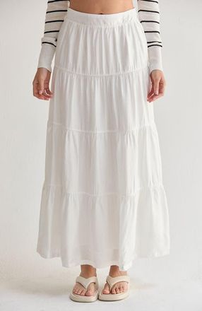 Crescent Tiered Tencel Maxi Skirt in White at Nordstrom, Size X-Small